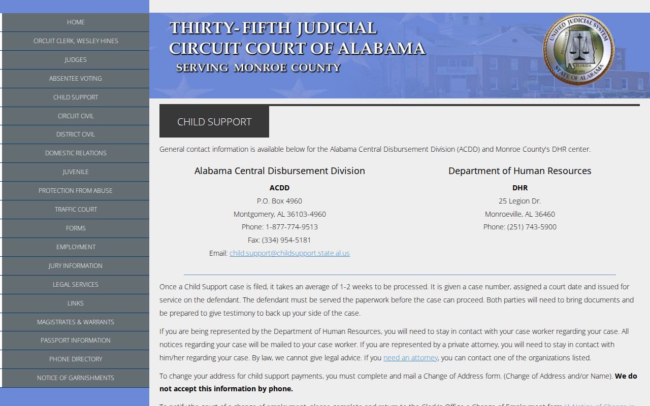 Excel court docket county child support division example